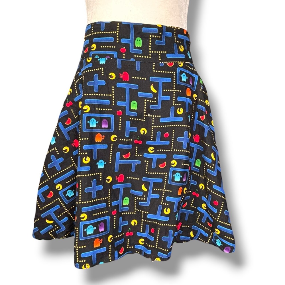 Retrolicious Pac-Man Maze Print Skirt Womens Small Black Arcade Gamer 80s Retro